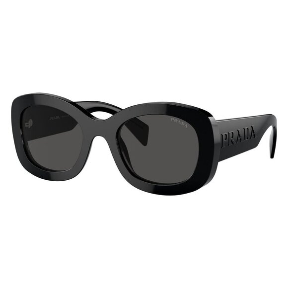 New PRADA Black Round SPR A13 1AB-5S0 Sunglasses Women - Picture 1 of 6
